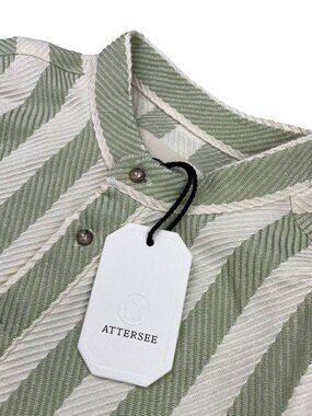 NEW Attersee Women's The New Caftan Tunic Dress Green Stripe Herringbone• Medium